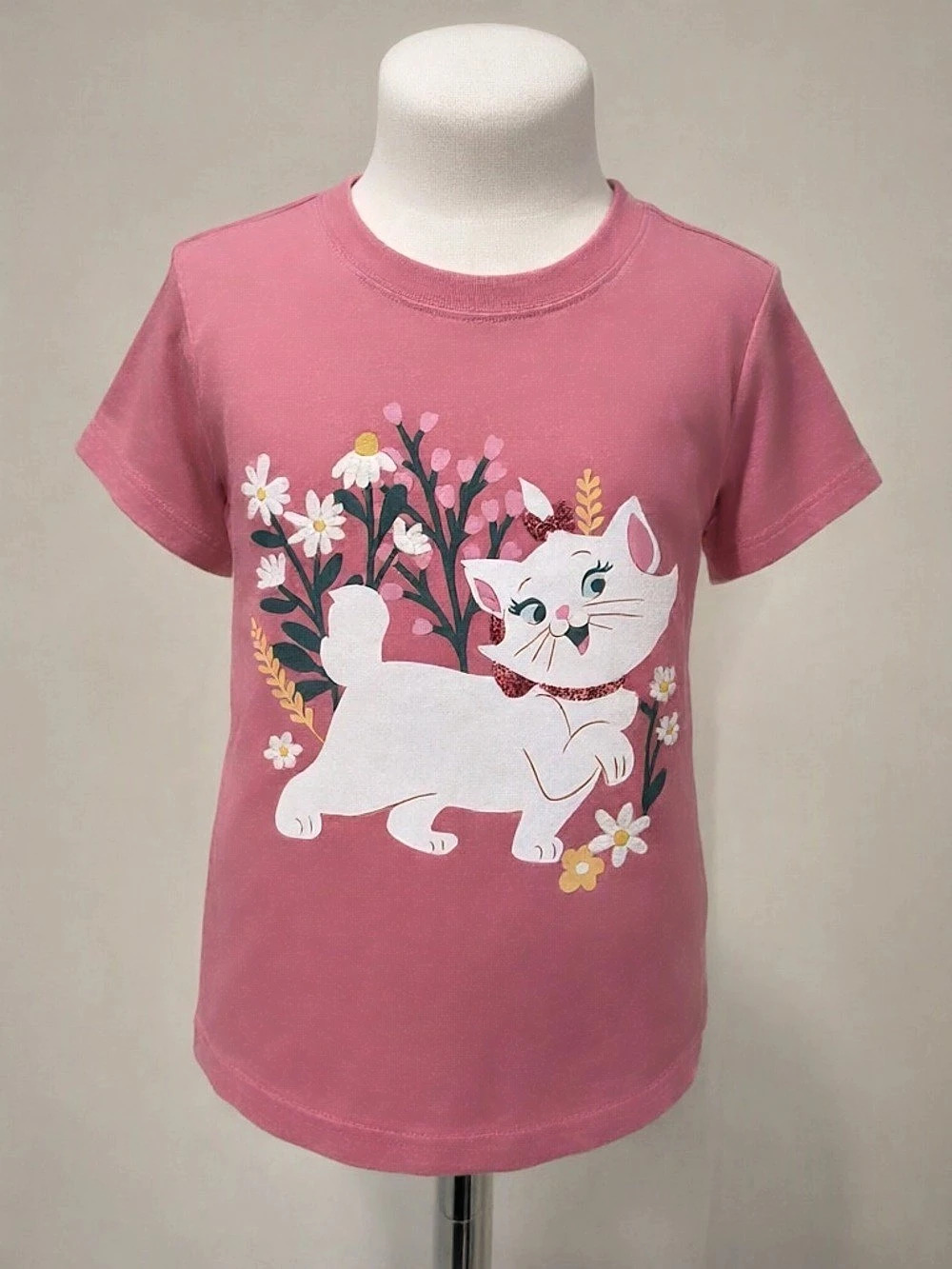 Disney Kids Pink Cat Graphic Tee NWT